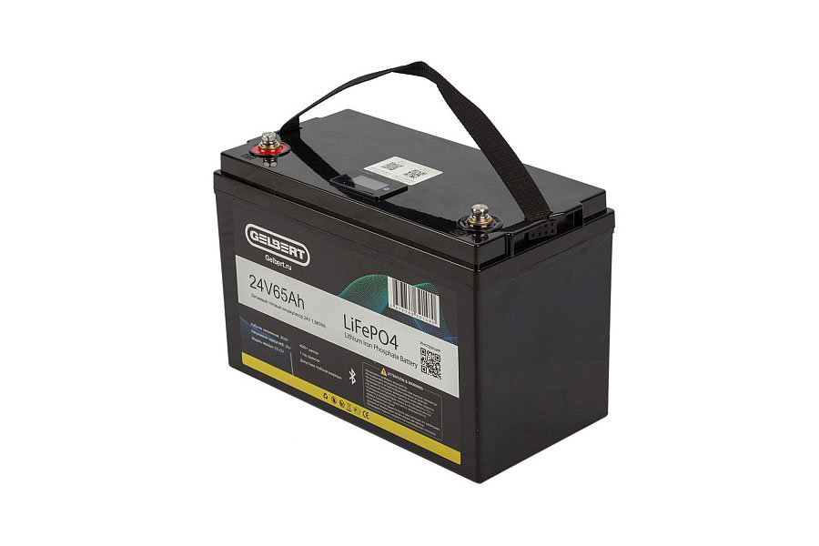 Литиевый тяговый аккумулятор Gelbert LiFePO4 (24V/65Ah/65A/1,560Wh) BT/Display